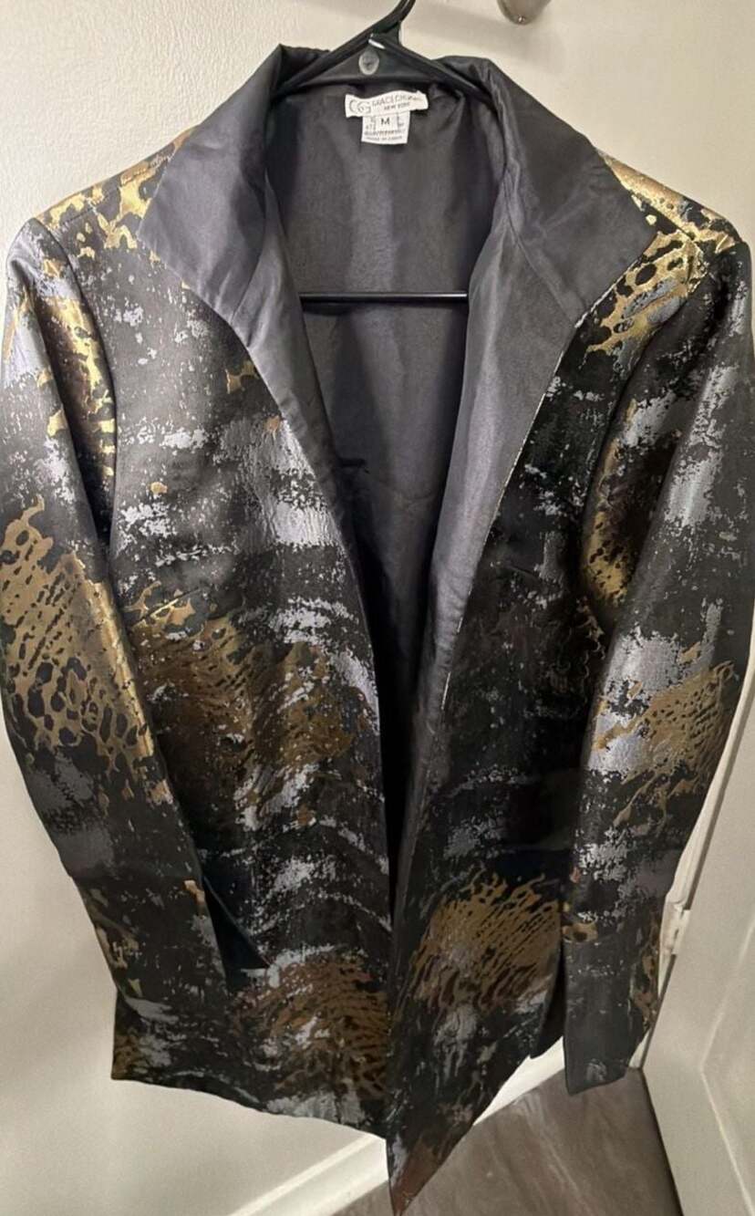 Grace Chuang New York Metallic Abstract Jacquard Blazer Women's Medium